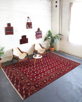 old rug, antique rug, Turkish rug, Portland, Oregon, rug store, rug shop, local shop, bright colors, wild shaman, large rug, area rug, red rug, bold color, burgundy, dark red