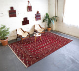 old rug, antique rug, Turkish rug, Portland, Oregon, rug store, rug shop, local shop, bright colors, wild shaman, large rug, area rug, red rug, bold color, burgundy, dark red