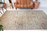 Vintage Turkish rug in living room setting, old rug, antique rug, pastel colors, faded colors, Turkish rug, vintage rug, soft rug, Portland, Oregon, rug store, rug shop, local shop