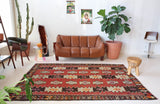 Vintage kilim rug in room decor setting, kilim, Turkish rug, vintage rug, portland, rug shop, bright colors, wild shaman, soft rug, bold color, Portland, Oregon, rug store, rug shop, local shop, antique rug