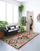 Turkish rug, vintage rug, flat weave, kilim rug, large area rug, square rug, Wild Shaman, Portland, Oregon, rug store, rug shop, local shop, bright colors, area rug, red rug, bold color