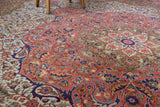 Area rug in a living room setting, pile rug, Turkish rug, old rug, antique rug, pastel colors, faded colors, Turkish rug, vintage rug, soft rug, Portland, Oregon, rug store, rug shop, local shop