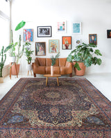 Vintage Turkish rug in a living room setting, pile rug, Turkish rug, vintage rug, portland, rug shop, bright colors, wild shaman, soft rug, bold color, Portland, Oregon, rug store, rug shop, local shop