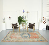 Vintage Turkish Isparta Rug 6.5ftx9ft