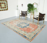 Vintage Turkish Isparta Rug 6.5ftx9ft