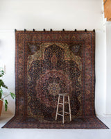 Vintage Turkish rug in a living room setting, pile rug, Turkish rug, vintage rug, portland, rug shop, bright colors, wild shaman, soft rug, bold color, Portland, Oregon, rug store, rug shop, local shop