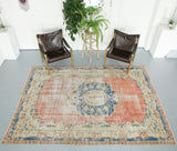 Vintage Turkish Isparta Rug 6.5ftx9ft