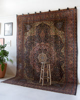 Vintage Turkish rug in a living room setting, pile rug, Turkish rug, vintage rug, portland, rug shop, bright colors, wild shaman, soft rug, bold color, Portland, Oregon, rug store, rug shop, local shop