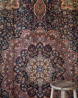 Vintage Turkish rug in a living room setting, pile rug, Turkish rug, vintage rug, portland, rug shop, bright colors, wild shaman, soft rug, bold color, Portland, Oregon, rug store, rug shop, local shop