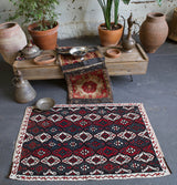 old rug, antique rug, earthy colors, bold colors, turkish rug, vintage rug, flat weave, kilim rug, large area rug, square rug, Wild Shaman, Portland, Oregon, rug store, rug shop, local shop