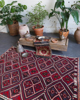 old rug, antique rug, earthy colors, bold colors, turkish rug, vintage rug, flat weave, kilim rug, large area rug, square rug, Wild Shaman, Portland, Oregon, rug store, rug shop, local shop