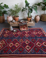 old rug, antique rug, earthy colors, bold colors, turkish rug, vintage rug, flat weave, kilim rug, large area rug, square rug, Wild Shaman, Portland, Oregon, rug store, rug shop, local shop