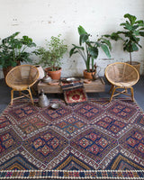 old rug, antique rug, earthy colors, bold colors, turkish rug, vintage rug, flat weave, kilim rug, large area rug, square rug, Wild Shaman, Portland, Oregon, rug store, rug shop, local shop