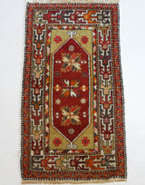 Vintage mini kilim rug in room decor setting, kilim, Turkish rug, vintage rug, portland, rug shop, bright colors, wild shaman, soft rug, bold color, Portland, Oregon, rug store, rug shop, local shop