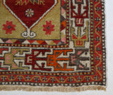 Vintage mini kilim rug in room decor setting, kilim, Turkish rug, vintage rug, portland, rug shop, bright colors, wild shaman, soft rug, bold color, Portland, Oregon, rug store, rug shop, local shop