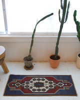 Vintage mini kilim rug in room decor setting, kilim, Turkish rug, vintage rug, portland, rug shop, bright colors, wild shaman, soft rug, bold color, Portland, Oregon, rug store, rug shop, local shop