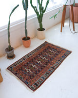 Vintage mini kilim rug in room decor setting, kilim, Turkish rug, vintage rug, portland, rug shop, bright colors, wild shaman, soft rug, bold color, Portland, Oregon, rug store, rug shop, local shop