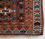 Vintage mini kilim rug in room decor setting, kilim, Turkish rug, vintage rug, portland, rug shop, bright colors, wild shaman, soft rug, bold color, Portland, Oregon, rug store, rug shop, local shop