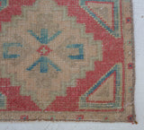 Vintage mini kilim rug in room decor setting, kilim, Turkish rug, vintage rug, portland, rug shop, bright colors, wild shaman, soft rug, bold color, Portland, Oregon, rug store, rug shop, local shop