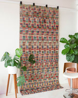 Vintage art deco rug in a living room setting, pile rug, Turkish rug, custom rug, modern rug, art deco rug,  portland, rug shop, bright colors, wild shaman, low pile rug, bold color, Portland, Oregon, rug store, rug shop, local shop, made in Turkey, vintage rug, retro rug