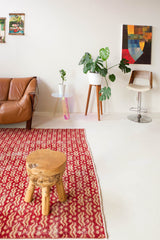 Vintage art deco rug in a living room setting, pile rug, Turkish rug, custom rug, modern rug, art deco rug,  portland, rug shop, bright colors, wild shaman, low pile rug, bold color, Portland, Oregon, rug store, rug shop, local shop, made in Turkey, vintage rug, retro rug