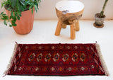 Vintage mini kilim rug in room decor setting, kilim, Turkish rug, vintage rug, portland, rug shop, bright colors, wild shaman, soft rug, bold color, Portland, Oregon, rug store, rug shop, local shop