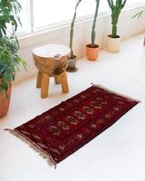 Vintage mini kilim rug in room decor setting, kilim, Turkish rug, vintage rug, portland, rug shop, bright colors, wild shaman, soft rug, bold color, Portland, Oregon, rug store, rug shop, local shop