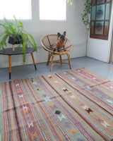 old rug, antique rug, earthy colors, faded colors, Turkish rug, vintage rug, flat weave, kilim rug, large area rug, square rug, Wild Shaman, Portland, Oregon, rug store, rug shop, local shop