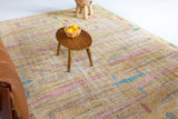 Vintage art deco rug in a living room setting, pile rug, Turkish rug, custom rug, modern rug, art deco rug,  portland, rug shop, bright colors, wild shaman, low pile rug, bold color, Portland, Oregon, rug store, rug shop, local shop, made in Turkey, vintage rug, retro rug
