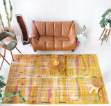 Vintage art deco rug in a living room setting, pile rug, Turkish rug, custom rug, modern rug, art deco rug,  portland, rug shop, bright colors, wild shaman, low pile rug, bold color, Portland, Oregon, rug store, rug shop, local shop, made in Turkey, vintage rug, retro rug