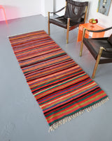 Vintage Mini Turkish Kilim Rug 3ftx7.7ft