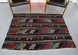 Vintage Mini Turkish Kilim Rug 4ftx5ft