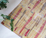 Vintage art deco rug in a living room setting, pile rug, Turkish rug, custom rug, modern rug, art deco rug,  portland, rug shop, bright colors, wild shaman, low pile rug, bold color, Portland, Oregon, rug store, rug shop, local shop, made in Turkey, vintage rug, retro rug