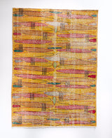 Vintage art deco rug in a living room setting, pile rug, Turkish rug, custom rug, modern rug, art deco rug,  portland, rug shop, bright colors, wild shaman, low pile rug, bold color, Portland, Oregon, rug store, rug shop, local shop, made in Turkey, vintage rug, retro rug