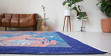 Vintage art deco rug in a living room setting, pile rug, Turkish rug, custom rug, modern rug, art deco rug,  portland, rug shop, bright colors, wild shaman, low pile rug, bold color, Portland, Oregon, rug store, rug shop, local shop, made in Turkey, vintage rug, retro rug