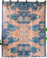 Vintage art deco rug in a living room setting, pile rug, Turkish rug, custom rug, modern rug, art deco rug,  portland, rug shop, bright colors, wild shaman, low pile rug, bold color, Portland, Oregon, rug store, rug shop, local shop, made in Turkey, vintage rug, retro rug