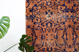 Vintage art deco rug in a living room setting, pile rug, Turkish rug, custom rug, modern rug, art deco rug,  portland, rug shop, bright colors, wild shaman, low pile rug, bold color, Portland, Oregon, rug store, rug shop, local shop, made in Turkey, vintage rug, retro rug