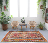 Turkish rug, vintage rug, flat weave, kilim rug, large area rug, square rug, Wild Shaman, Portland, Oregon, rug store, rug shop, local shop, bright colors, area rug, red rug, bold color