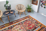 Turkish rug, vintage rug, flat weave, kilim rug, large area rug, square rug, Wild Shaman, Portland, Oregon, rug store, rug shop, local shop, bright colors, area rug, red rug, bold color