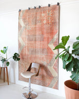Vintage art deco rug in a living room setting, pile rug, Turkish rug, custom rug, modern rug, art deco rug,  portland, rug shop, bright colors, wild shaman, low pile rug, bold color, Portland, Oregon, rug store, rug shop, local shop, made in Turkey, vintage rug, retro rug