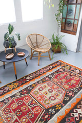 Turkish rug, vintage rug, flat weave, kilim rug, large area rug, square rug, Wild Shaman, Portland, Oregon, rug store, rug shop, local shop, bright colors, area rug, red rug, bold color