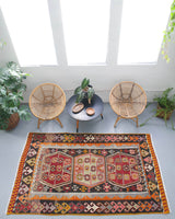 Turkish rug, vintage rug, flat weave, kilim rug, large area rug, square rug, Wild Shaman, Portland, Oregon, rug store, rug shop, local shop, bright colors, area rug, red rug, bold color