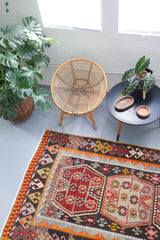 Turkish rug, vintage rug, flat weave, kilim rug, large area rug, square rug, Wild Shaman, Portland, Oregon, rug store, rug shop, local shop, bright colors, area rug, red rug, bold color