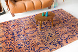 Vintage art deco rug in a living room setting, pile rug, Turkish rug, custom rug, modern rug, art deco rug,  portland, rug shop, bright colors, wild shaman, low pile rug, bold color, Portland, Oregon, rug store, rug shop, local shop, made in Turkey, vintage rug, retro rug