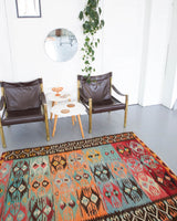 Vintage Turkish Afyon Kilim Rug