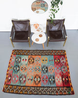 Turkish rug, vintage rug, flat weave, kilim rug, large area rug, square rug, Wild Shaman, Portland, Oregon, rug store, rug shop, local shop, bright colors, area rug, bold color