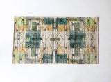 Vintage art deco rug in a living room setting, pile rug, Turkish rug, custom rug, modern rug, art deco rug,  portland, rug shop, bright colors, wild shaman, low pile rug, bold color, Portland, Oregon, rug store, rug shop, local shop, made in Turkey, vintage rug, retro rug
