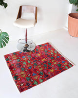 Vintage art deco rug in a living room setting, pile rug, Turkish rug, custom rug, modern rug, art deco rug,  portland, rug shop, bright colors, wild shaman, low pile rug, bold color, Portland, Oregon, rug store, rug shop, local shop, made in Turkey, vintage rug, retro rug