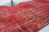 Vintage art deco rug in a living room setting, pile rug, Turkish rug, custom rug, modern rug, art deco rug,  portland, rug shop, bright colors, wild shaman, low pile rug, bold color, Portland, Oregon, rug store, rug shop, local shop, made in Turkey, vintage rug, retro rug