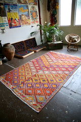 Vintage Denizli Cicim Kilim 5.9ftx8.11ft